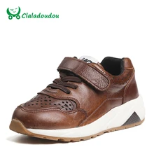 Claladoudou Garçons Sneakers Noir Hauteur Croissante Enfants Véritable En Cuir Sport Shoes Brun Respirant Filles Doux École Shoes Grand
