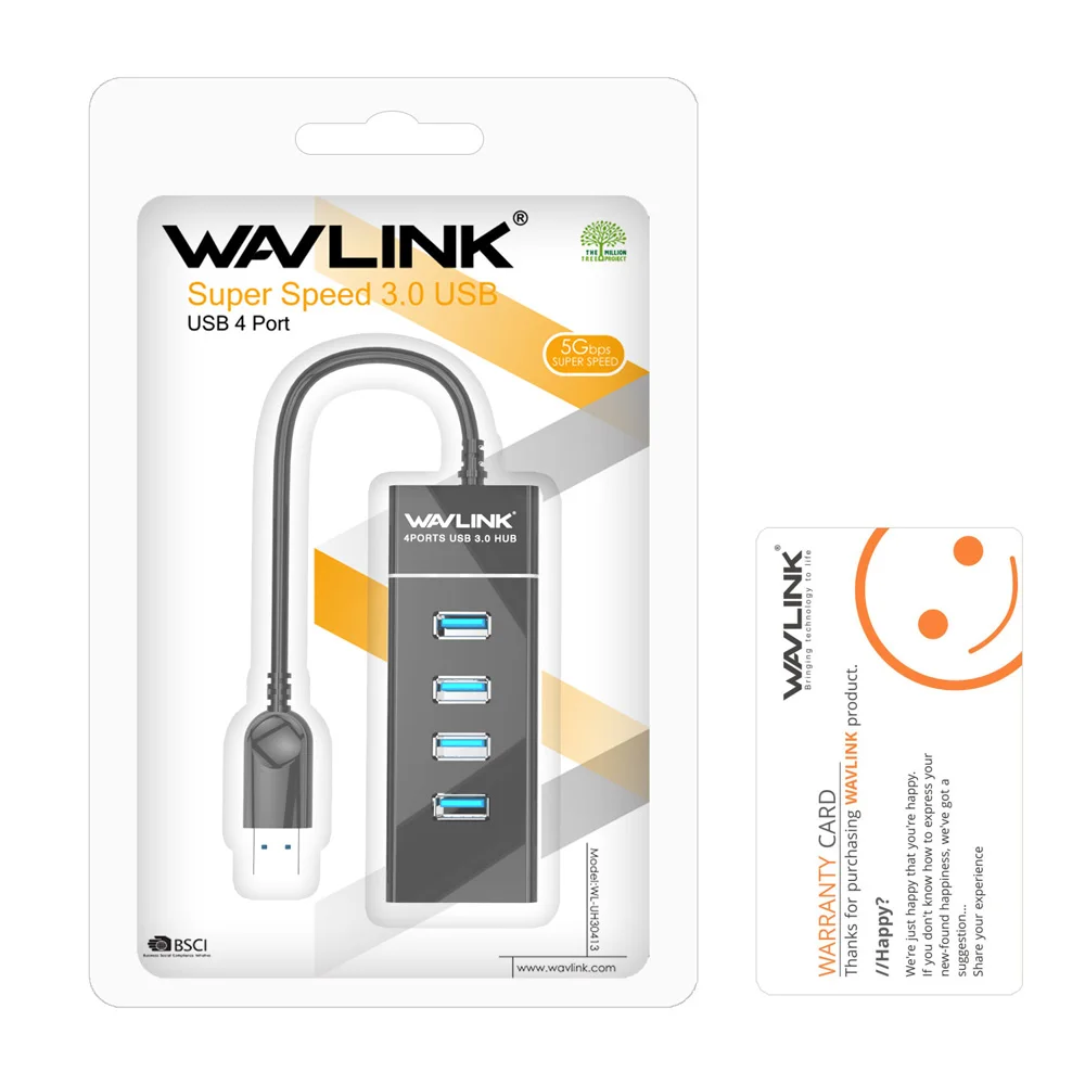 Wavlink высокоскоростной USB3.0 концентратор 4 порта разветвитель концентратор 5 Гбит/с кабель адаптер портативный концентратор данных для Windows/Mac OS/Linux/Android