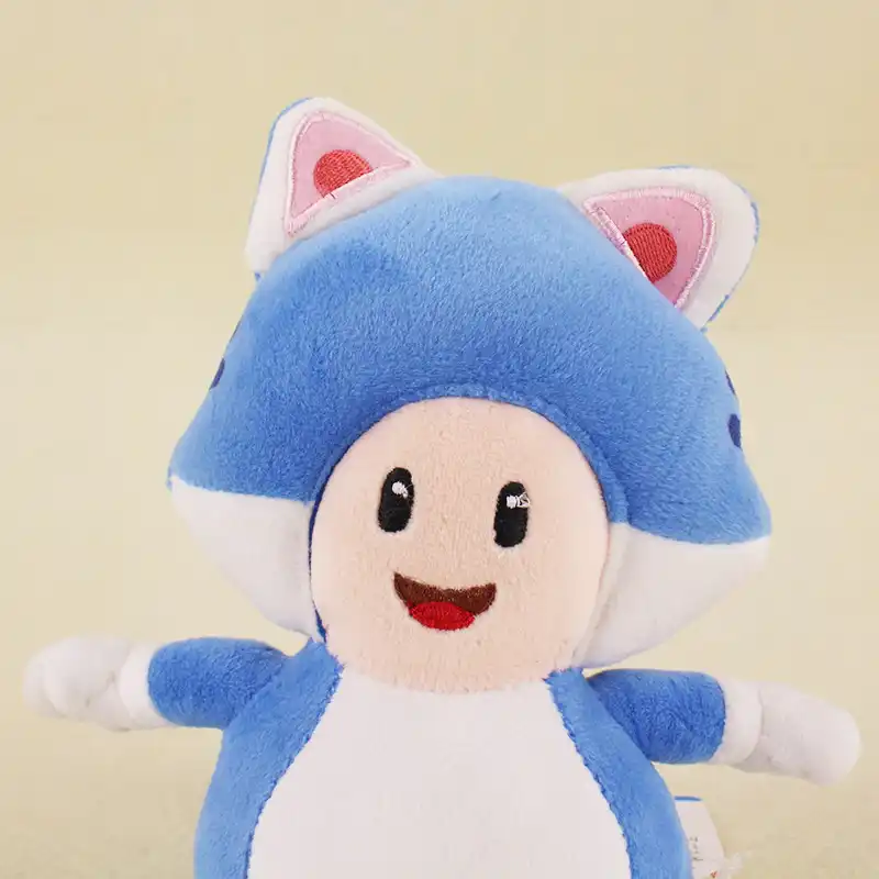 18 Cm Super Mario Bros Kinopio Poupée 3d Jeu Du Monde Dessin Animé Chat Bleu Champignon Crapaud Peluche Animaux Jouets En Peluche