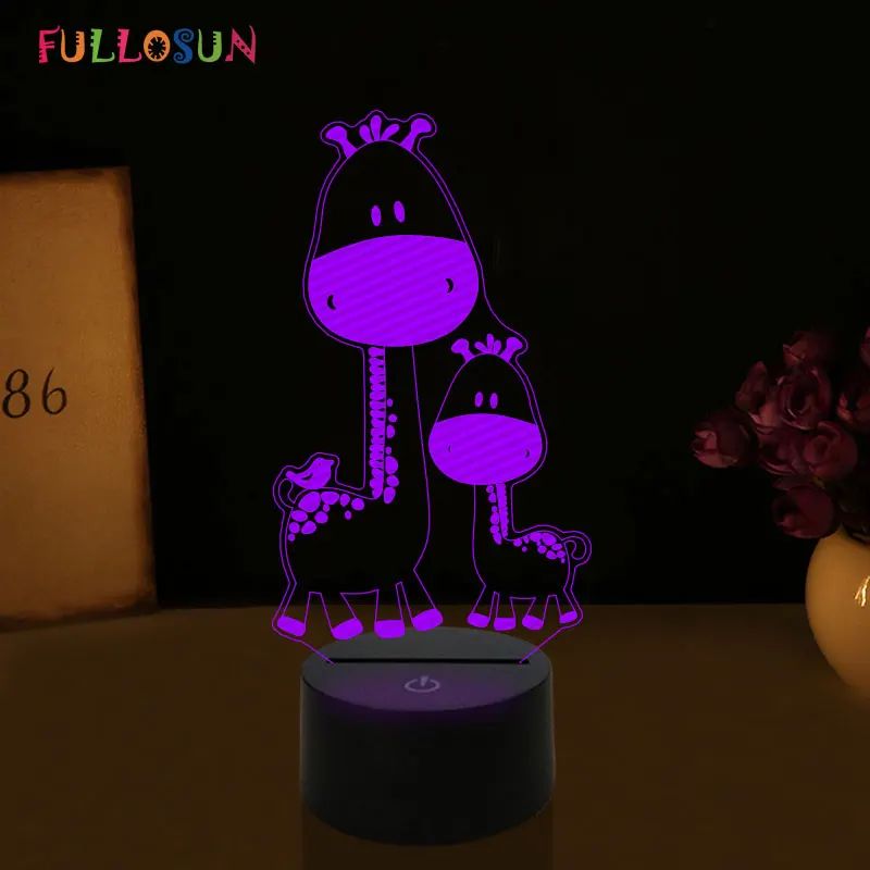 3D ночник светодиодный жираф-олень ночник 7 цветов Декор свет Новинка Светодиодный Детский Светильник
