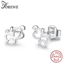 FOREWE крошечные собаки милые животные маленькие серьги-гвоздики для женщин девочек детские ювелирные изделия 925 стерлингового серебра серьги Рождественский подарок
