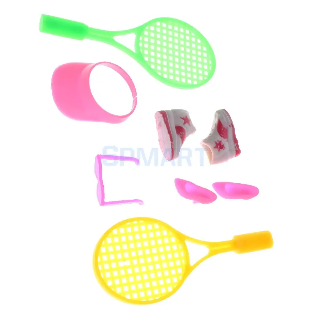 MagiDeal 1/6 Dollhouse Miniature Tennis Supplies Suit for Dolls House Garden Beach Sport Accs Furniture Decor Children Kids Toys