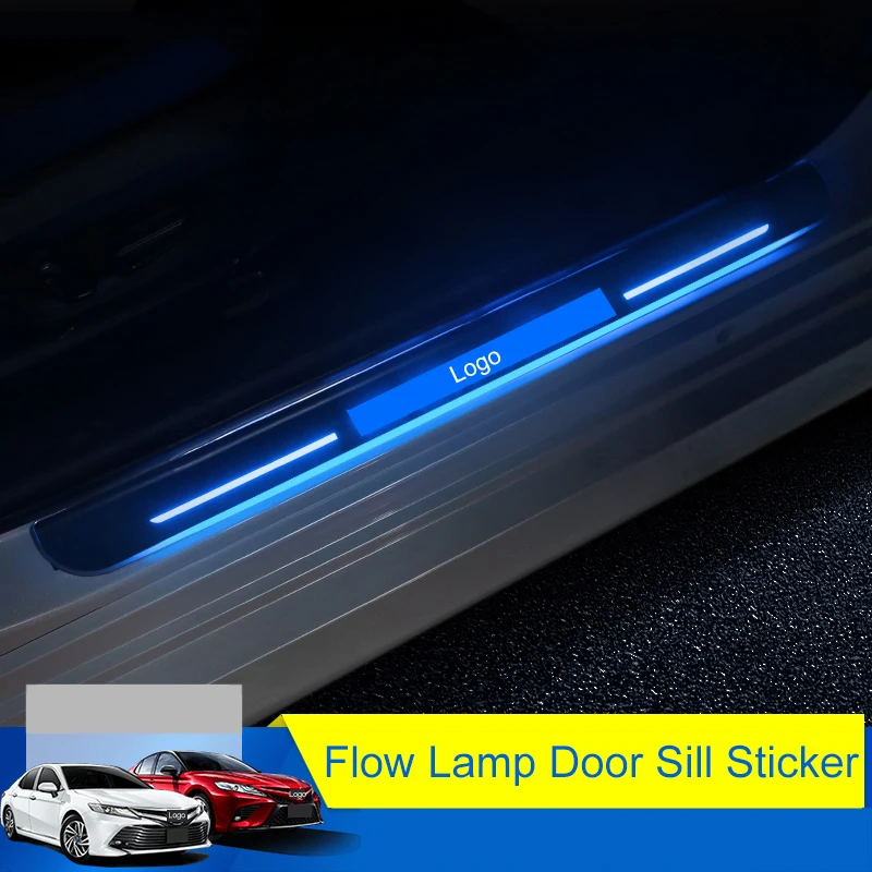 

QHCP Acrylic Material Dynamic Moving Light LED Lamp Welcome Pedal External Door Sill Plate Scuff Cover Fit For Toyota Camry 2018
