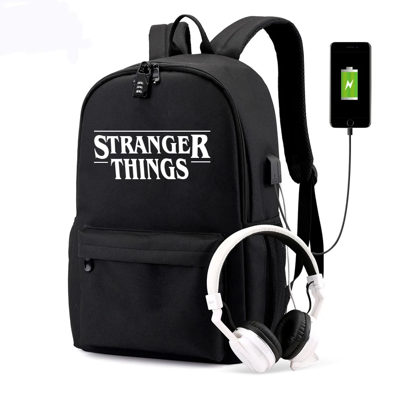 Strang Things, студенческий рюкзак с usb зарядкой и защитой от кражи, рюкзак для мальчиков и девочек, школьный холщовый рюкзак - Цвет: CG5294