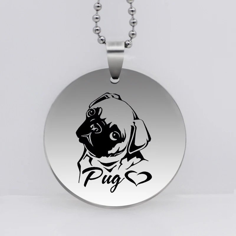 

PAW PRINT Stainless Steel PUG Dog Pendant Necklace Creative Lovely Animal I Love Eight Bar Pug Jewelry Drop Shipping YLQ6192