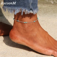 RscvonM женские летние ноги ювелирные изделия бохо Золото Серебро пляж Мульти монета бисерная цепь Богемский Браслет на лодыжку браслет на ногу девушка Bijoux