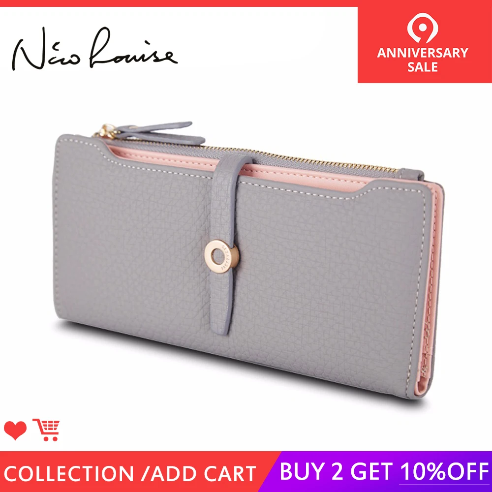 Top Quality Latest Lovely Leather Long Women Wallet Fashion Girls Change Clasp Purse Money Coin Card Holders wallets Carteras