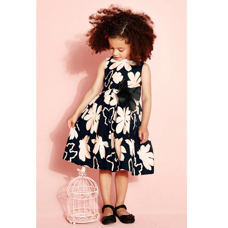 

2018 Girls Dresses Summer Style Baby Girls Dress Floral Printed Sleeveless Formal Girl Dresses Teenagers Party Dress Cheap