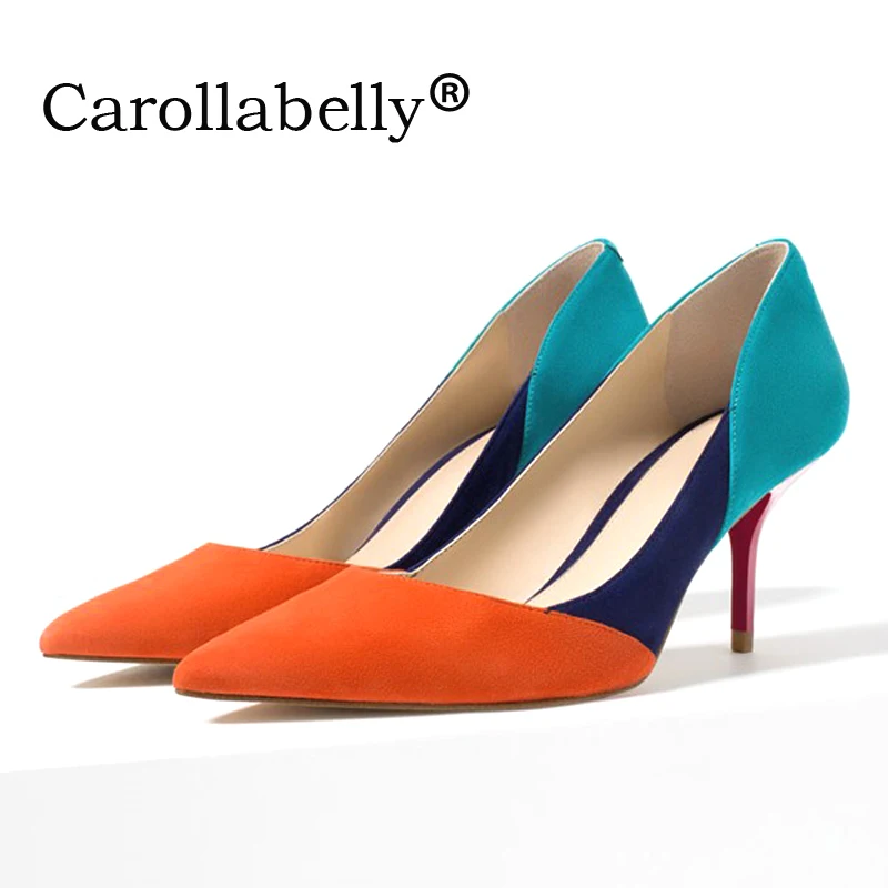 

2019 new temperament Thin high-heeled women shoe Mixed colors sexy women pump Pointed toe shallow mouth women high heels
