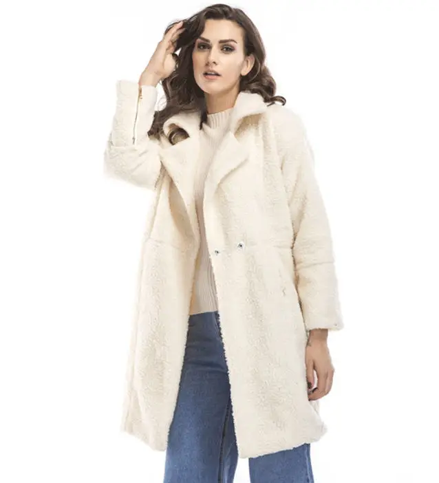 

Fleece Winter Coat Women Autumn Winter Fashion Basic Long Sleeve Lamb Wool Jacket Solid Casual Warm Outerwear Wc81226