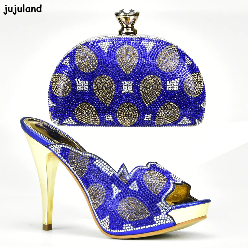Calidad verde Azul Alta De Italia Y Decorado rojo Fiesta Africana Bolsa Negro Zapatos oro Imitación Con Bolso Diamantes Color azul q4Uwdq