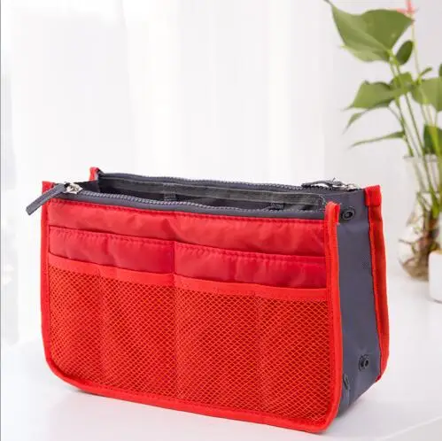 Прямая, Корейская многофункциональная сумка для хранения, многосетчатые карманы, двойная молния, утолщенная губка, Сумка среднего размера, сумка для стирки SGQ01 - Color: Orange red