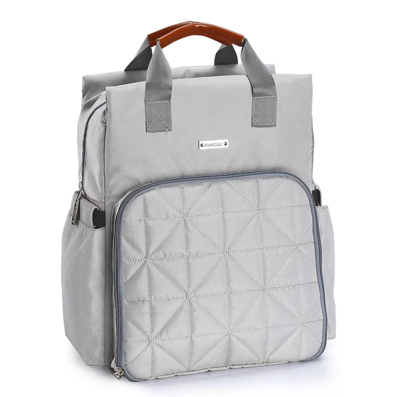 INSULAR модная сумка для подгузников, рюкзак для мамы, сумка для подгузников, водонепроницаемая, с поддержкой машинной стирки, 8 цветов, для ухода за ребенком, прогулочная коляска - Цвет: Gray
