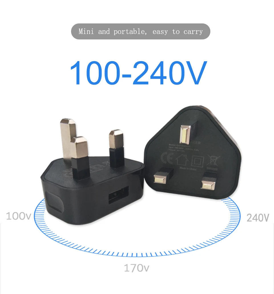 5V1A USB Charging CE Certified Mobile Phone Adapter UK Conversion Plug Travel in United Kingdom Ireland Singapore Maldives (4)