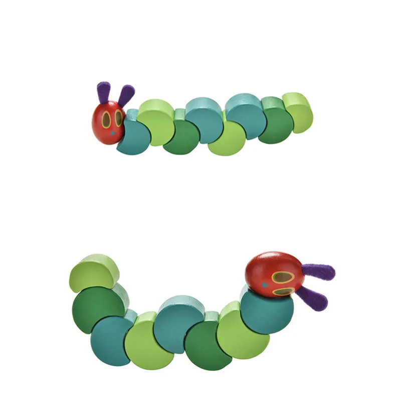 

Hot Children Anime Toys Cute Insects Twist the Very Hungry Caterpillars Wooden Blocks Baby Fingers Flexible Blocks Drop Ship