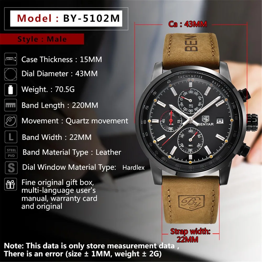 BENYAR новые мужские часы модные/спортивные/кварцевые мужские s часы лучший бренд класса люкс мужские наручные часы Reloj Hombre дропшиппинг