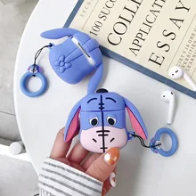 Милый 3D мультфильм Eeyore Крышка Bluetooth беспроводной наушники силиконовый чехол для AirPods 1 2 гарнитура зарядная коробка сумки с кольцом ремень