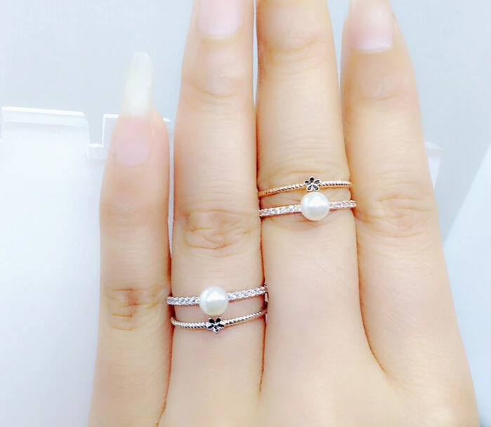 new white gold color engagement ring imitation pearl double layers bridal sets wedding rings for women - Pearl Wedding Ring Sets new white gold color engagement ring imitation pearl double layers bridal sets wedding rings for women - Pearl Wedding Ring Sets