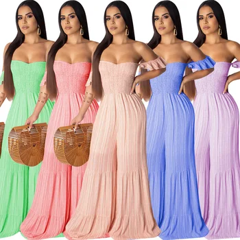 

Spring Summer Women Jumpsuit Bodycon Playsuit Bodysuit Overalls Rompers Plus Size Solid Color Wide Leg Pants Jumpsuits