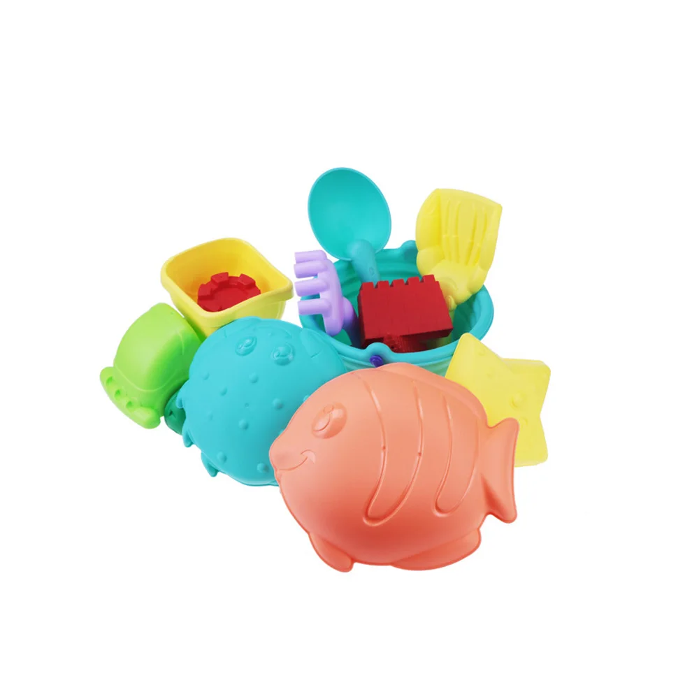 Летний пластиковый мягкий детский пляжный набор игрушек для ванны, игровой набор с утками, ведро, песочные формы для инструментов, игра с песком для детей в сумке