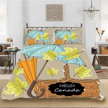 

3D Print Maple Leaf Raindrop Comfortable Bedding set Bedclothes Include Duvet Cover Pillowcase Print Home Textile Bed Linens