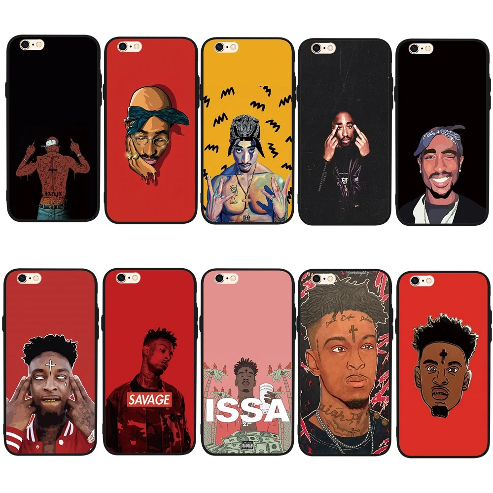 Чехол для iphone 7 8 7/8 plus 5 5S SE чехол Tupac Amaru Shakur 2Pac RAP 21 Savage телефонные чехлы 6 6S Plus X XS XR