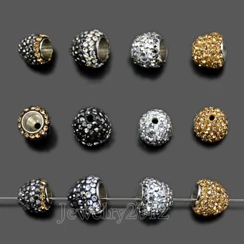 

10PCS/Lot Top Quality Tassel Cap Czech Crystal Pave Rhinestones Charm Beads Jewelry Making 10mm 12mm 14mm 16mm Wholesale