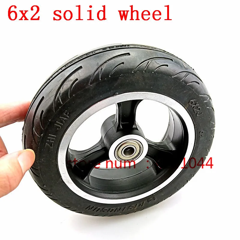 

6 Inch Electric Scooter Wheel 6x2 Wheel With Air Tire Solid Tire Metal Hub 608 /628 Bearings 8/10mm Axle Hole Trolley Cart Wheel