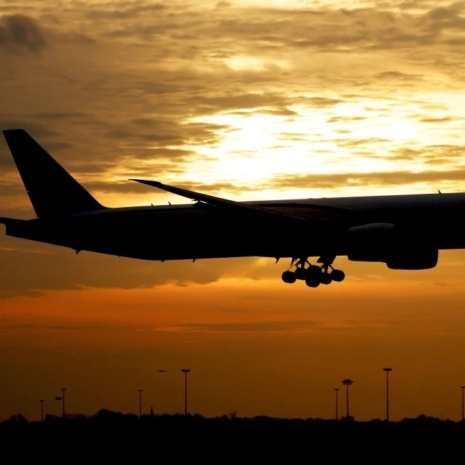 Silhouette of a Pakistan International Airlines Boeing 777 Poster Print (34 x 22)