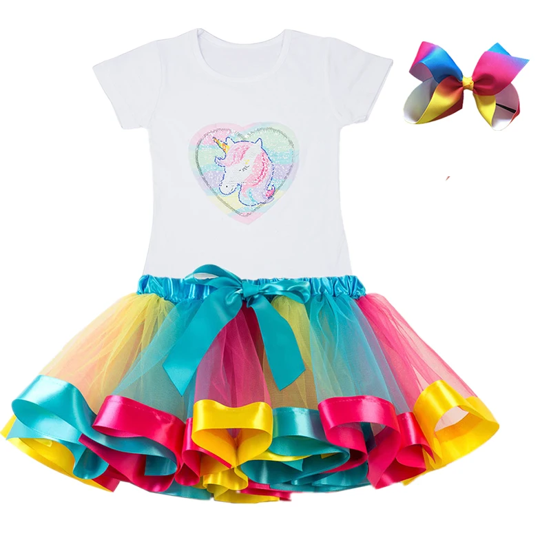 Unicorn Clothing Sets Baby Girls Clothes 2021 Summer Princess Party Unicorn Colorful tutu Dress Kids Birthday Ball Gown Dresses baby boy clothing sets