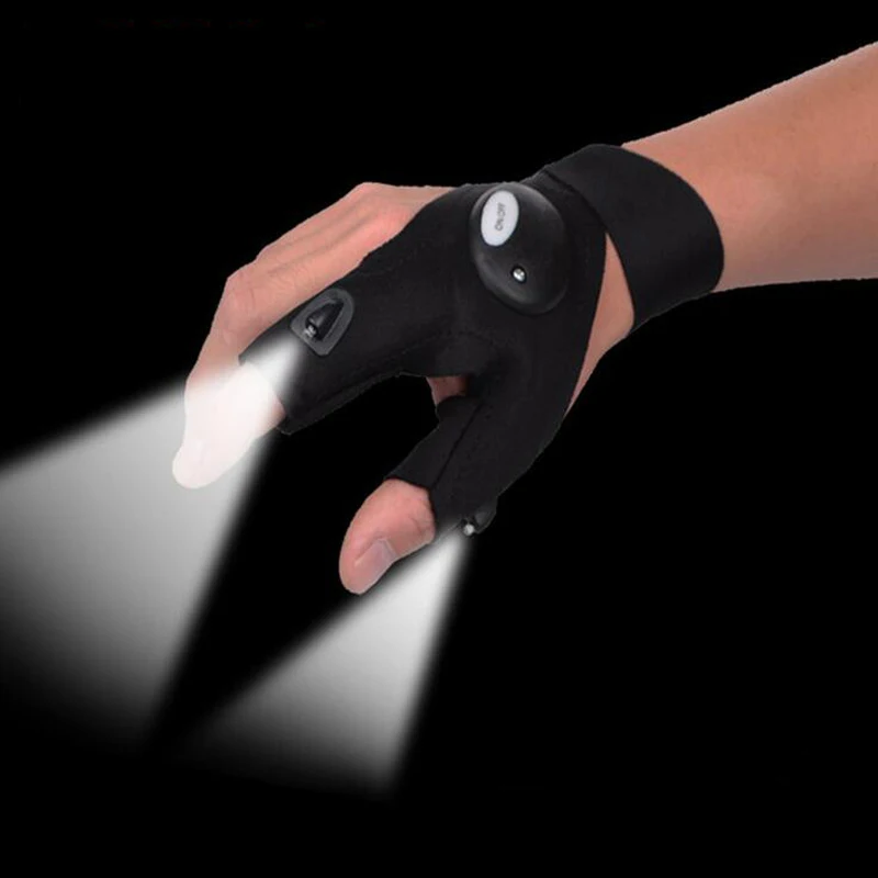

Outdoor Tool Fingerless Glove LED Flashlight Torch Cover Camping Fishing Magic Strap Survival Hiking Tools Left/Right Hand