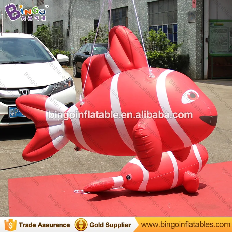 

Red inflatable clown fish balloon air sealed flying fish model for hanging decoration