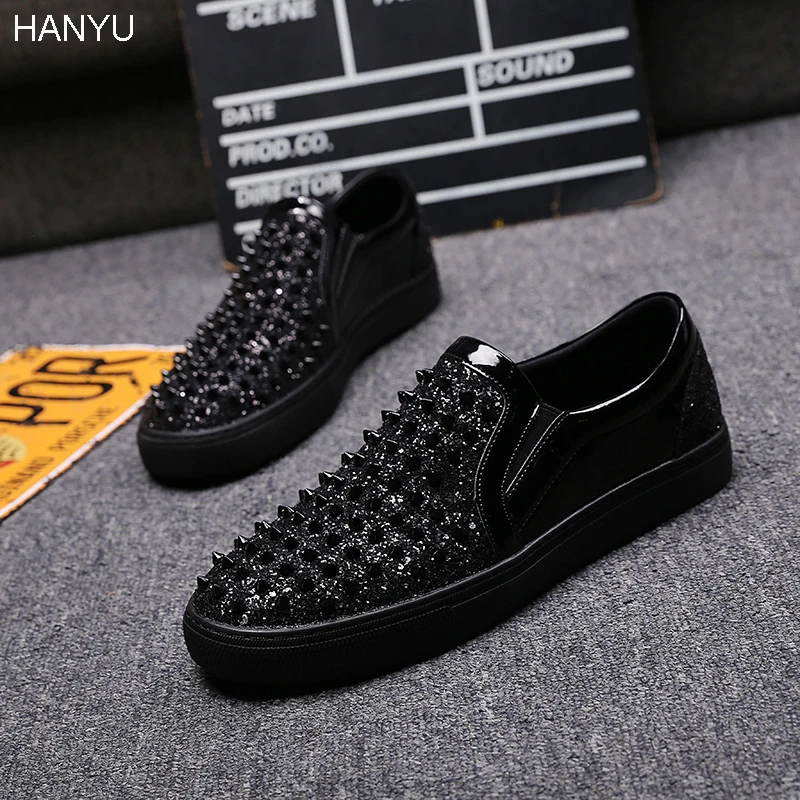 

Men Casual Genuine Leather Loafers Big Boys Black Solid Driving Moccasins Sneaker Spike Slip on Male Men Loafer Shoes Big Size44