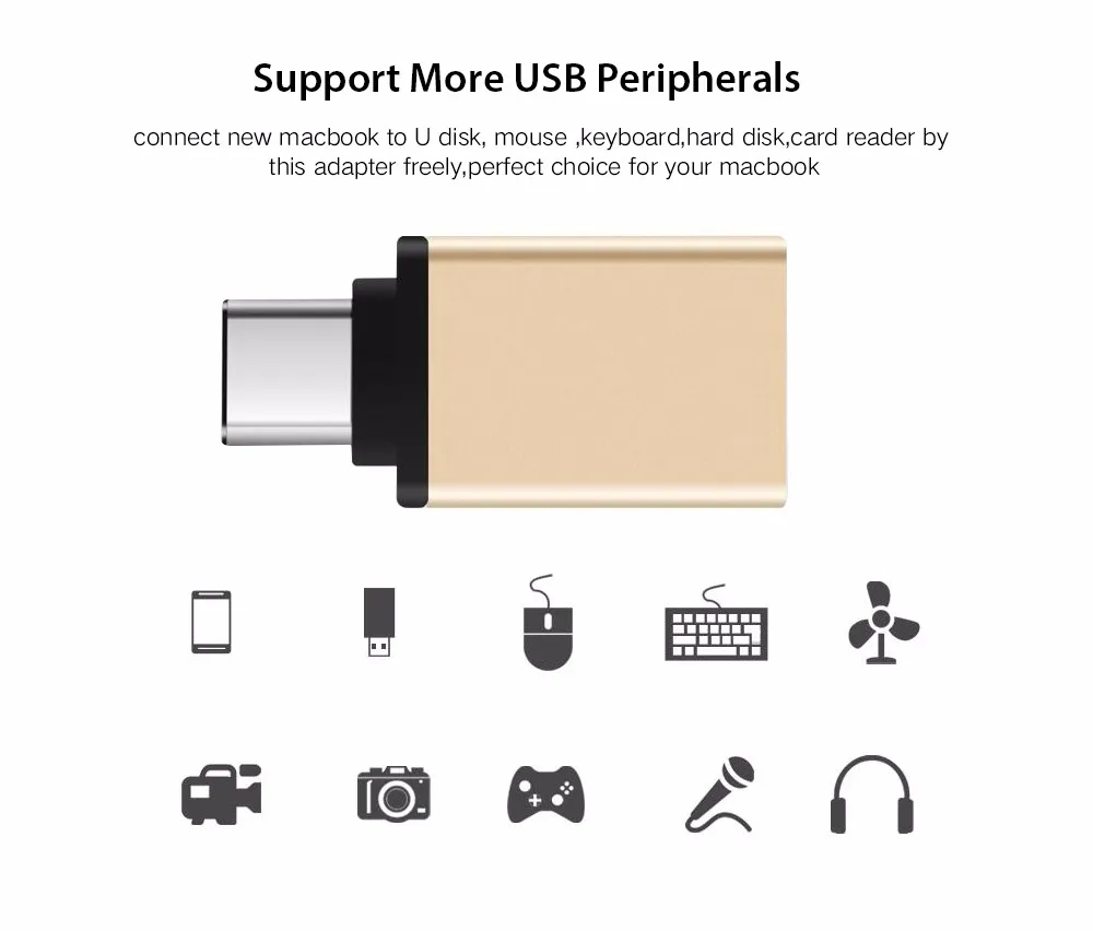 Hot USB-C to USB Adapter for Macbook USB3.1 type C Male to USB 3.0 A Female Adaptor for Apple Converter Wholesale gold & Silver переходник apple usb ethernet adapter mc704zm a для macbook air через usb