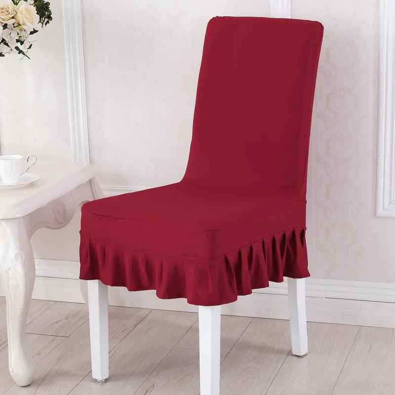 1PC Dining Chair Covers Solid Color Maroon Chair Cover for
