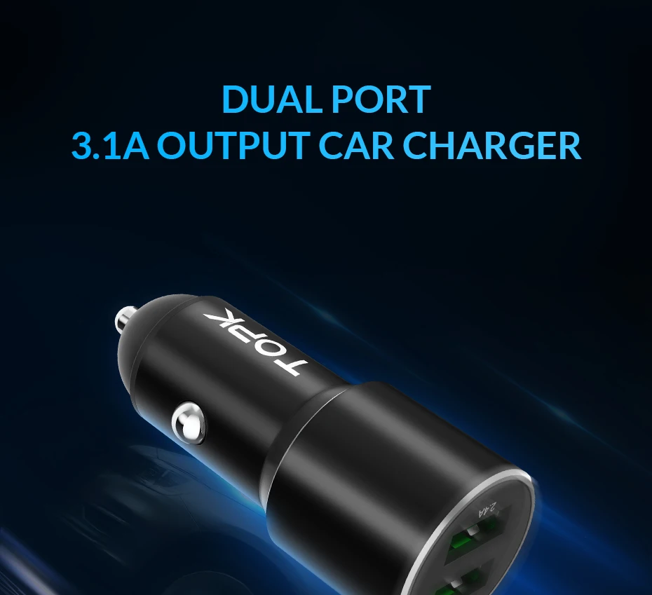 TOPK Dual USB Автомобильное зарядное устройство для iPhone Xiaomi Sansmsung Quick Charge 3,0 быстрое зарядное устройство автомобильное зарядное устройство телефон зарядное устройство адаптер в автомобиль