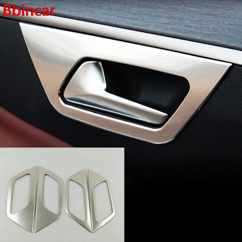 Bbincar Stainless Steel font b Interior b font Inner Door Handle Bowl Frame 4pcs For Peugeot