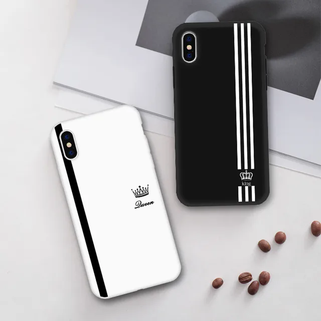 King For Queen Lovers Romantic Black White Soft TPU Slim