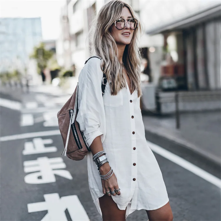 

Women Beach Dress Bikini Cover-Ups One Piece Swimsuit Summer Long Shirt Clothes Swimwear Big Size Bathing Suit Black White zaful
