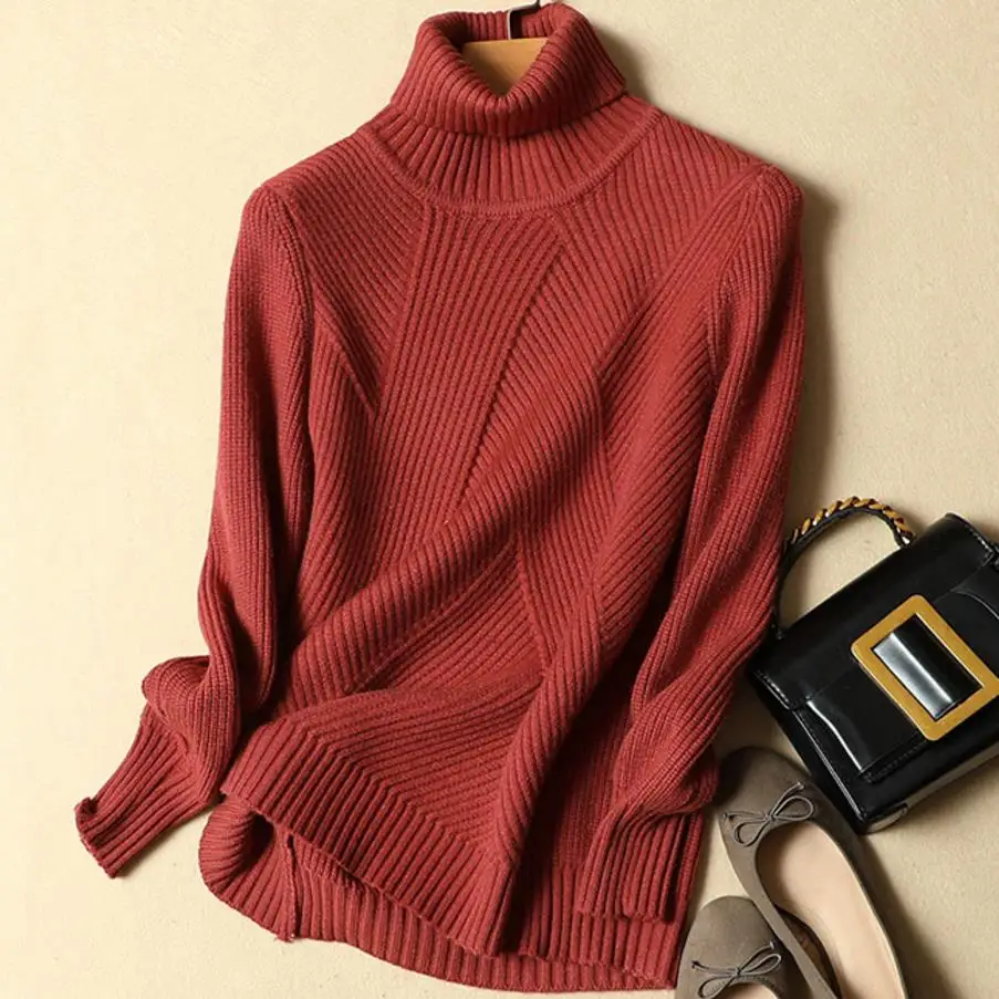 New Autumn winter Women Knitted Sweaters Pullovers Turtleneck Long Sleeve Solid Color Sweater | Женская одежда