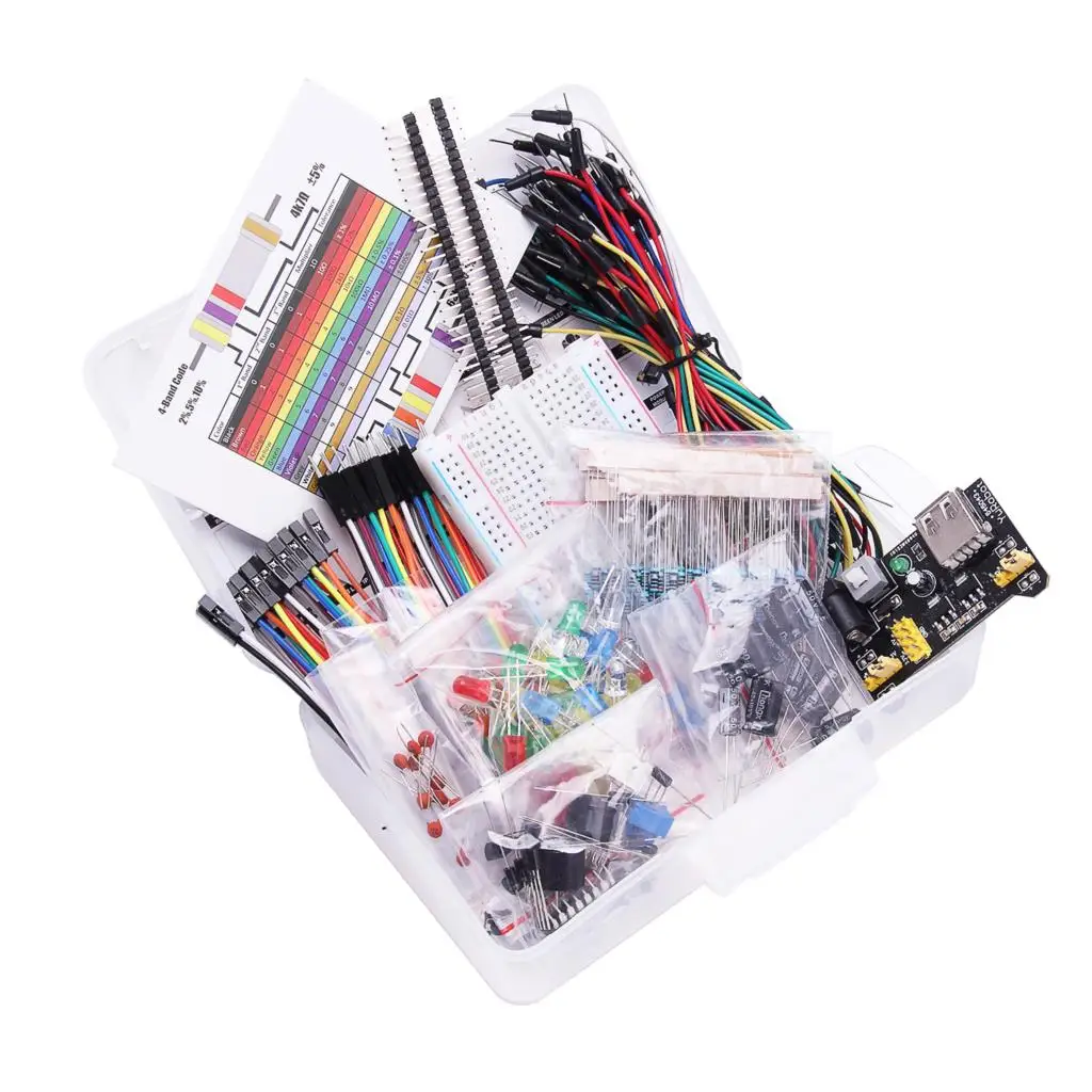 10 компл./лот Eletronic Starter kit с макетным кабелем резистор конденсатор светодиод