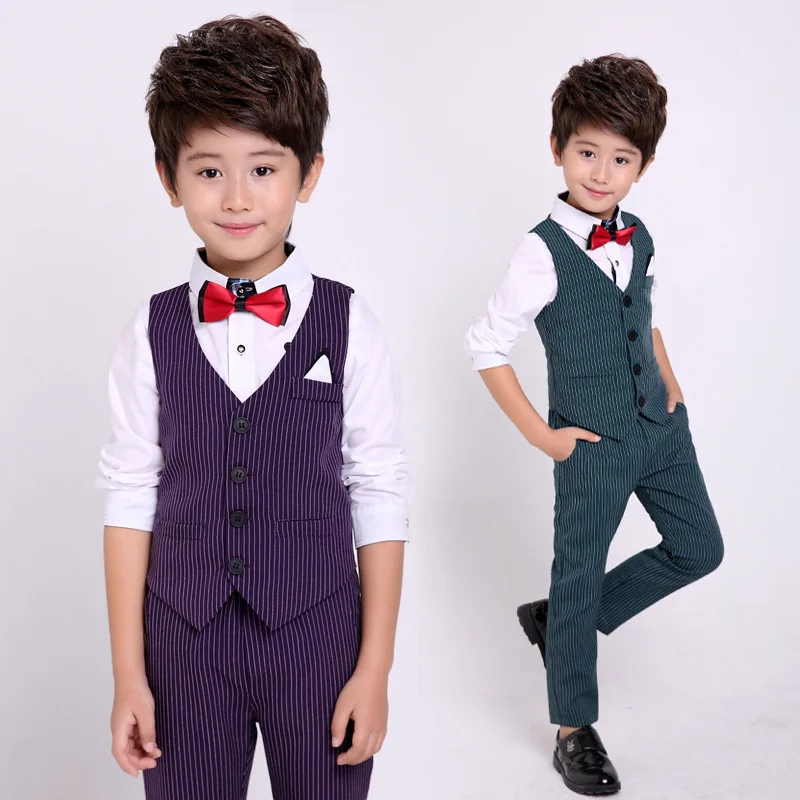 Spring Autumn Children Vest Pants 2Pcs Clothing Sets Kids Formal Suits Boys Girls Gentleman Wedding Performance costume boys suits