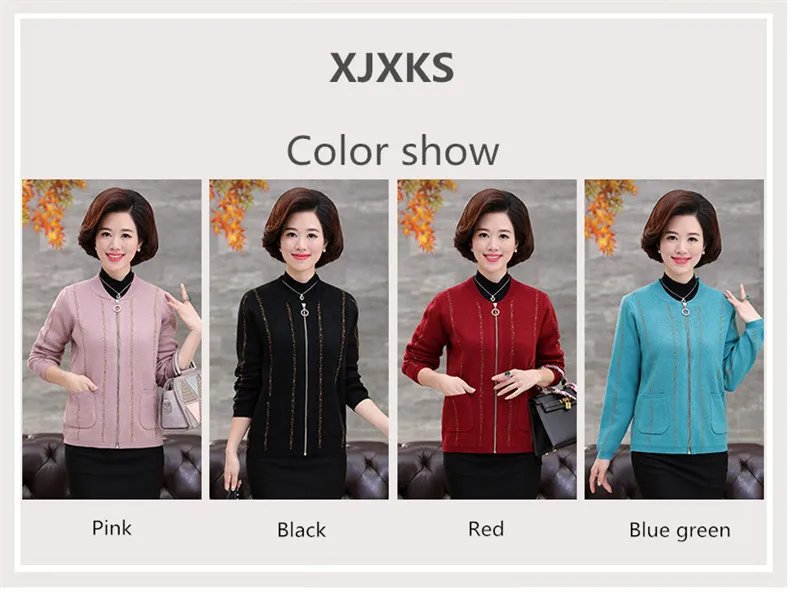 XJXKS, женский зимний Кардиган, на молнии, толстый, полосатый, вязанный, размера плюс, для офиса, леди, высокое качество, свитер, верхняя одежда, пальто 176