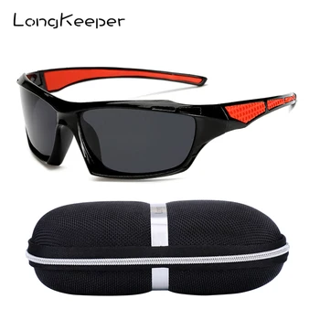 

LongKeeper Men Polarized Sunglasses with Case Women Classic Square Black Frame Sun Glasses Anti-glare Driving UV400 Gafas Box