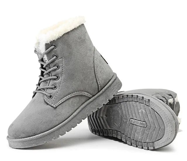 Classic Women Winter Boots Suede Ankle Snow Boots Female Warm Fur Plush Insole High Quality Botas Mujer Lace-Up -