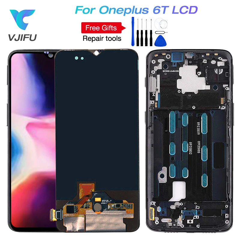 

Oneplus 6T LCD Display Screen Touch Panel Assembly Original Tested One plus 6T LCD Display Digitizer With Frame OnePlus 6T LCD