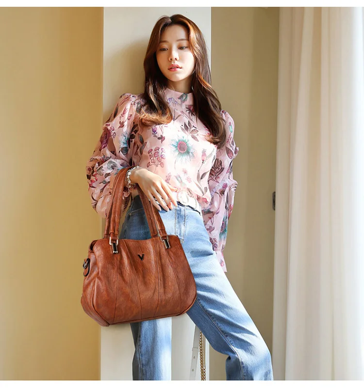 ombro de couro de luxo moda casual lady tote