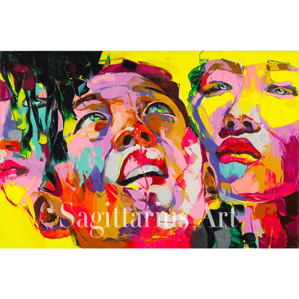 

Hand Painted Palette knife portrait Untitled 16 Francoise Nielly Designer Cool Face Art Oil painting canvas Wall Decor BedRoom
