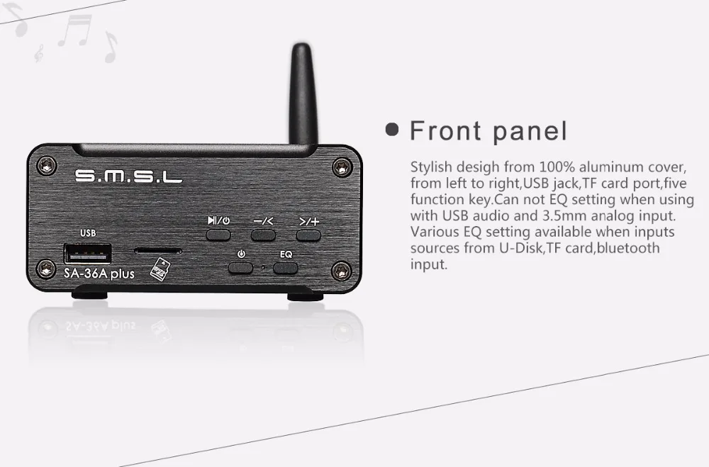 SMSL SA-36A Plus HIFI аудио класса D усилитель 30 Вт* 2 TPA3118 цифровой усилитель мощности Bluetooth AUX TF карта/USB/U дисковый вход