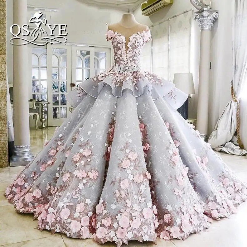 Vestidos de novia, роскошное бальное платье, свадебные платья, Розовые Свадебные платья принцессы с милыми цветами и шлейфом - Цвет: same as pictures